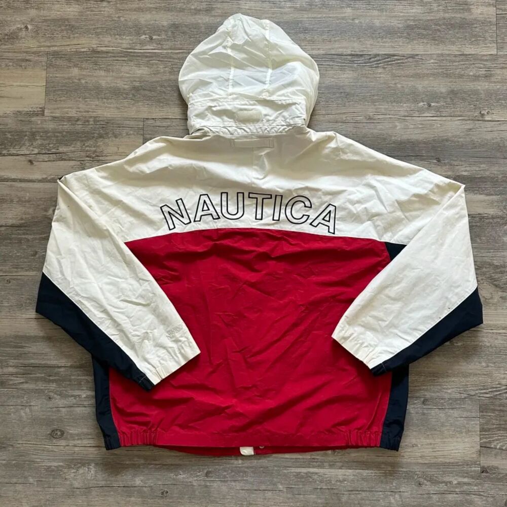 Vintage Nautica NX1000 Sailing Windbreaker Hooded Jacket Size XL
